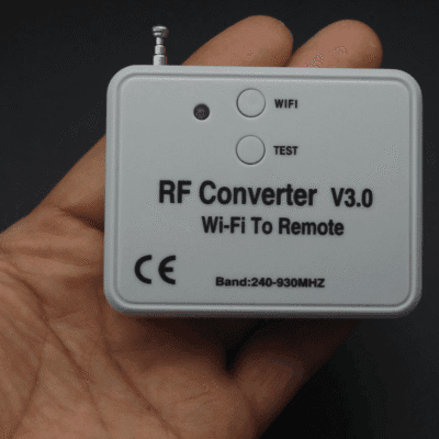 Convertidor WiFi a RF 240-930 MHz Automatización del hogar con WiFi Control remoto multifrecuencia Convertidor de WiFi a RF para puertas automáticas Tecnología de código rodante WiFi a RF Dispositivos inteligentes WiFi a RF Convertidor WiFi a RF para sistemas de seguridad Control remoto de luces y persianas WiFi a RF Convertidor WiFi a RF con compatibilidad multi-marca Soluciones de automatización WiFi a RF para hogares inteligentes