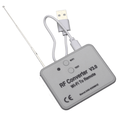 Convertidor WiFi a RF 240-930 MHz Automatización del hogar con WiFi Control remoto multifrecuencia Convertidor de WiFi a RF para puertas automáticas Tecnología de código rodante WiFi a RF Dispositivos inteligentes WiFi a RF Convertidor WiFi a RF para sistemas de seguridad Control remoto de luces y persianas WiFi a RF Convertidor WiFi a RF con compatibilidad multi-marca Soluciones de automatización WiFi a RF para hogares inteligentes