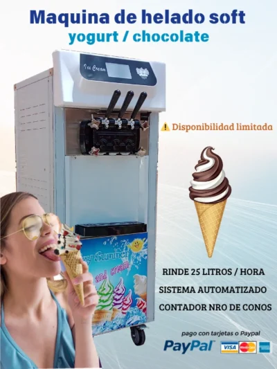 maquina de helado soft 3 Maquina de helado soft yogurt / chocolate, varios sabores